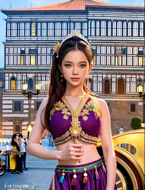 Model shooting style, (extremely detailed CG Unity 8k wallpaper), full-shot body photo of the most beautiful artwork in the world, stunning beautiful photo realistic available, super realistic super detailed photo, a beautiful girl as a female dancer on th...