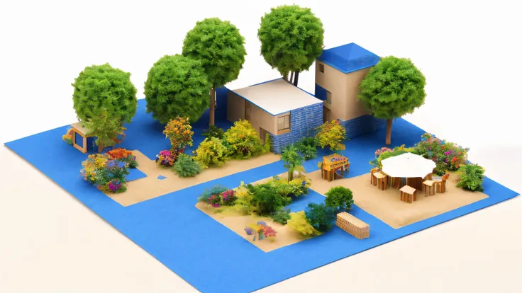 desktop ornaments, nursing home sand table model, interactive model, map layout, house, pavilion, chess and card room, garden, r...