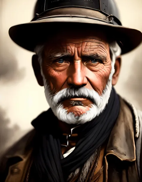 a portrait of an old coal miner in 19th century, beautiful painting with highly detailed face by greg rutkowski and magali villa...