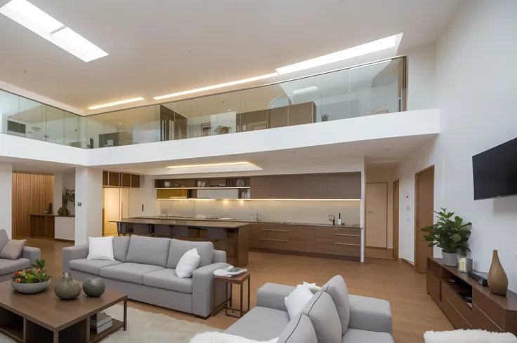 Casa moderna (obra prima) alta qualidade, Interior decoration, sala de estar, requinte, realista, iluminada