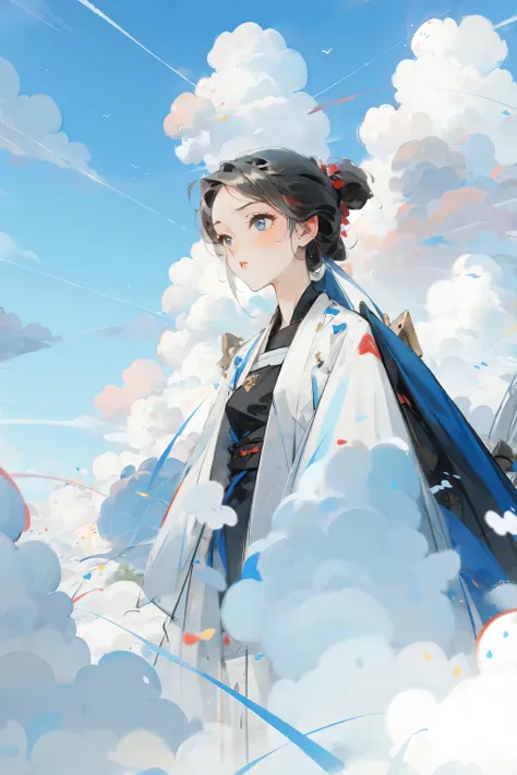 a girl , cloud,female focus