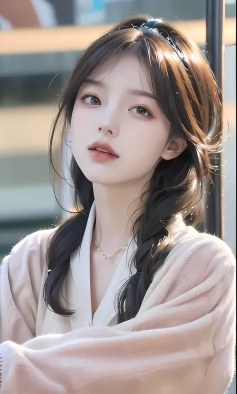 (8k, RAW photo, photorealistic:1.25) ,( lipgloss, eyelashes, gloss-face, glossy skin, best quality, ultra highres, depth of field, chromatic aberration, caustics, Broad lighting, natural shading, Kpop idol) looking at the audience With serenity and goddess...