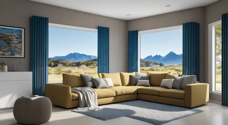 ultra realistic, masterpiece, best quality, super detailed, ultra high res, raw photo, 8k,
a modern livingroom, (fabric sofa), (fabric pillow), stone opaque resin panel, brown and white, luxury, in the style of enchanting lighting, light gold and light bla...
