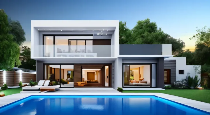 modern villa style architecture, realistic, 8k