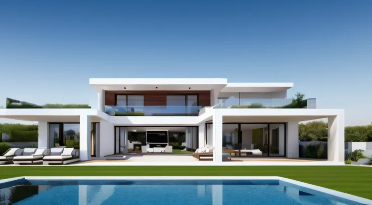 modern villa style architecture, realistic, 8k