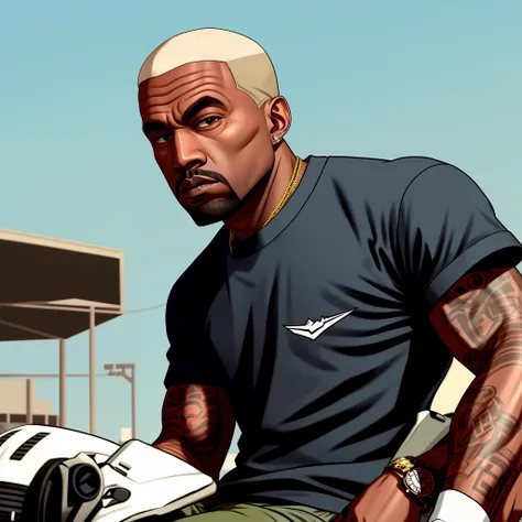 um retrato de kanye west, estilo gtav