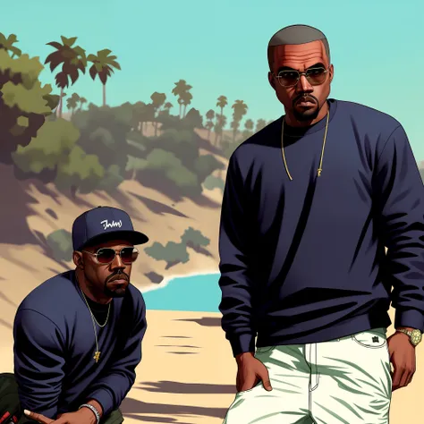 um retrato de kanye west, estilo gtav