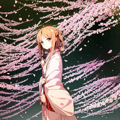 Girl in kimono under plum blossoms --auto