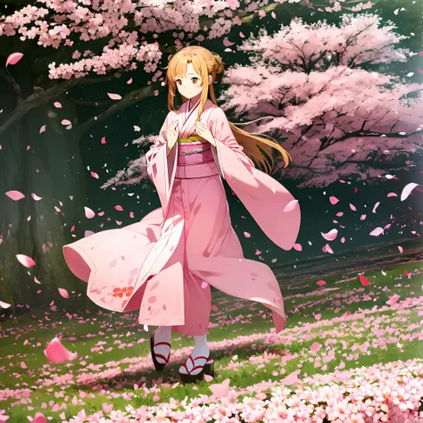 Girl in kimono under plum blossoms --auto