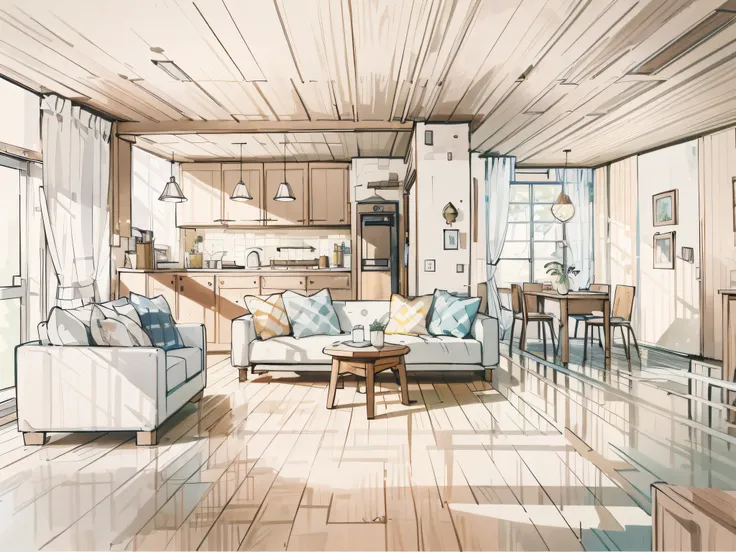 a sketch of a beautiful modern living room, (((foster and partners, artists impression, artistic impression, by hamish macdonald...