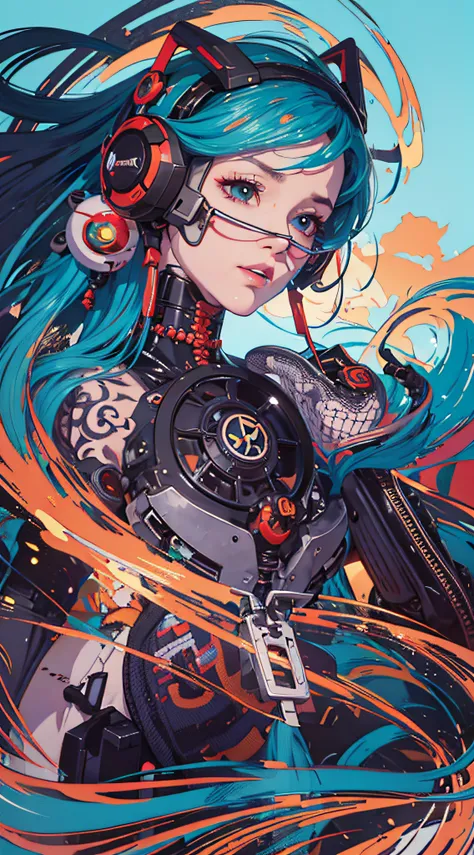 unparalleled masterpiece,ultra realistic 8k CG,perfect artwork, anime key visual, intricate details, medium wide shot of a Hairy well-endowed Lovecraftian AI, Goatee, Tribal Tattoos, Robobotic Arms, horizon-centered, Ultrarealistic, Satisfying, Brocore, Zo...