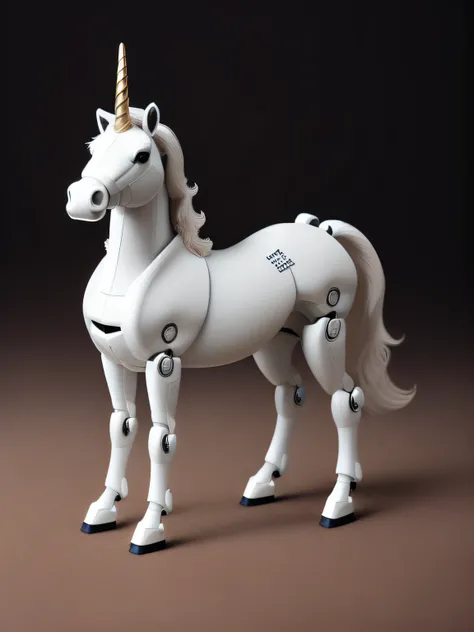 A Q version of the unicorn made of PVC，(Robots:1.1)，([tail | Detailed Wire]:1.3)，(Complicated Detail)，hdr，(Complicated Detail，ultra Detailed:1.2)，Cinematic Shots，Vignette，centerd