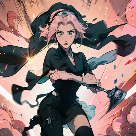 a cartoon image of a woman with pink hair and green stockings, illustrious makinami, inspired by Nishikawa Sukenobu, junko enoshima from danganronpa, official character art, chiaki nanami from danganronpa, sakura haruno, katana zero video game character, k...