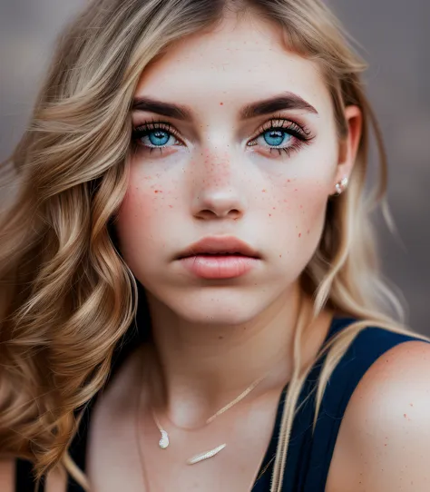 25 year old blonde (beautiful face:1.1), detailed eyes, luscious lips, riding horse, jean shorts and tank top,  (moody lighting:...