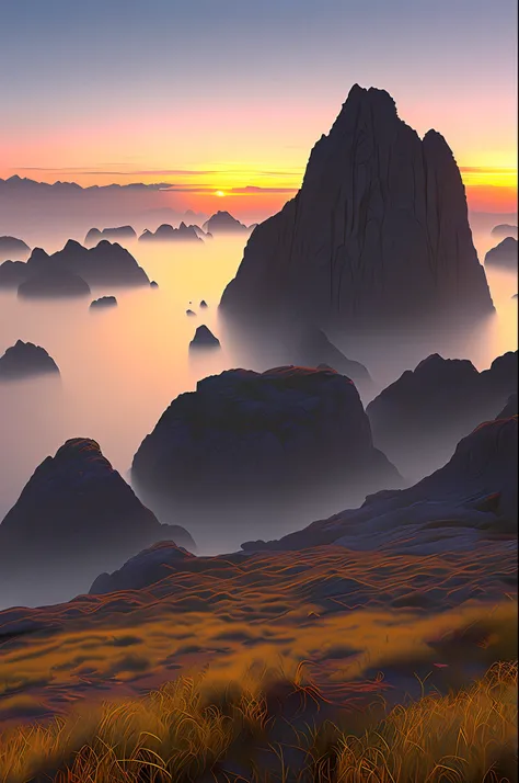 Stunning sunset vista landscape photography, masterpiece, trending on cgsociety, 4k, 8k, hd, [artstation:1], concept art, very detailed, sharp focus, [subsurface scattering: 1], Gabriel Lekegian and Abbas the art of