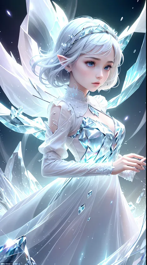 (Masterpiece, Top Quality, Best, Official Art, Beautiful and Aesthetic, Long Exposure: 1.2), Smooth Movement, Charming Patterns, 1 Girl, (Long Dress with Sleeves: 1.3), (((White Clothes) )), upper body close-up, bare shoulders, Chinese girl, blush, black l...