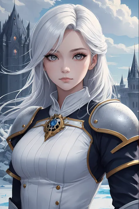 ((high quality:1.2, masterpiece:1.2)), 1girl, beautiful face, white hair, grey eyes, dynamic pose, (death knight, fantasy), (fac...