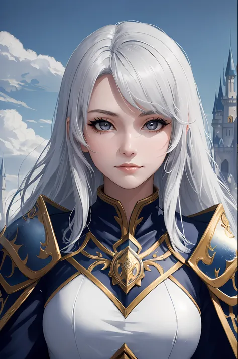 ((high quality:1.2, masterpiece:1.2)), 1girl, beautiful face, white hair, grey eyes, dynamic pose, (death knight, fantasy), (fac...