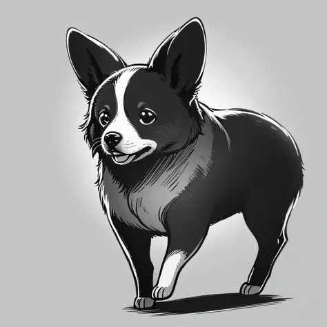 best quality, high quality, 8k, white background, black and white binary, side view, {{{lineart:1.3}}}, woman strolling with chihuahua