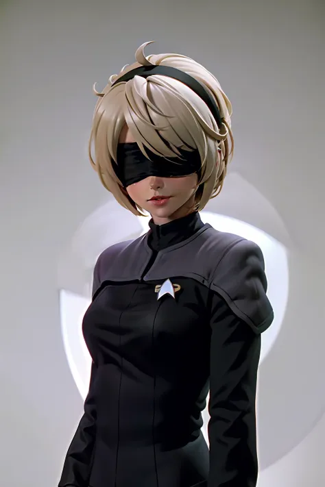 n_2b blindfold, black blindfold waring ds9st uniform