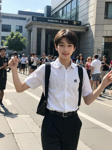 a boy, 15 years old, parading