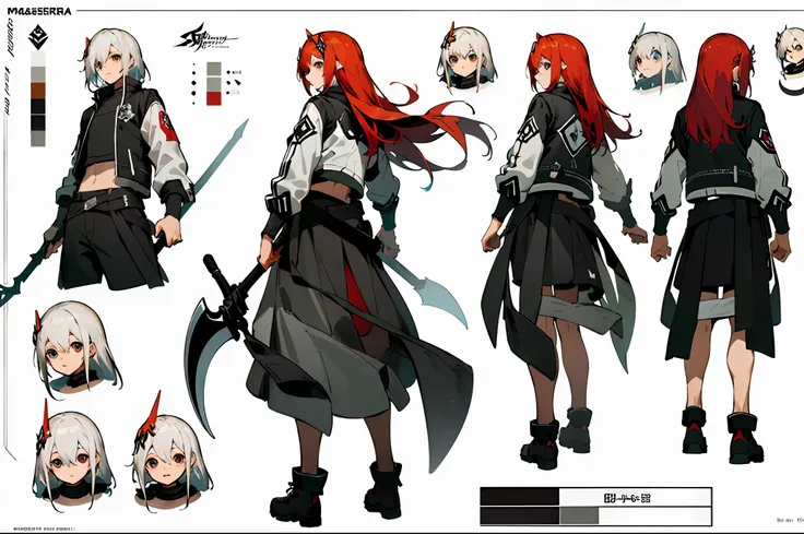 ((masterpiece)),(((best quality))),((character design sheet,same character,front,side,back)),illustration,1 male,long hair,hair ...