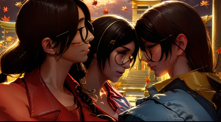 (Masterpiece, Excellent, 1girl, solo, complex details, color difference), realism, ((medium breath)), big breasts, sexy, Hanekawa tsubasa,very long pony tail black hair, orange headdress, orange highlight, hair above one eye, brown eyes, glazed eyes, glass...