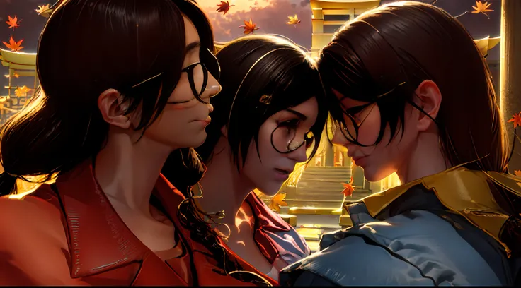 (Masterpiece, Excellent, 1girl, solo, complex details, color difference), realism, ((medium breath)), big breasts, sexy, Hanekawa tsubasa,very long pony tail black hair, orange headdress, orange highlight, hair above one eye, brown eyes, glazed eyes, glass...