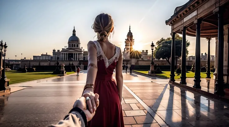 1girl,  ultra detailed, highres, masterpiece, 
by_style, bf_holding_hands, 1girl holding hands with viewer,  walking in the palace,
