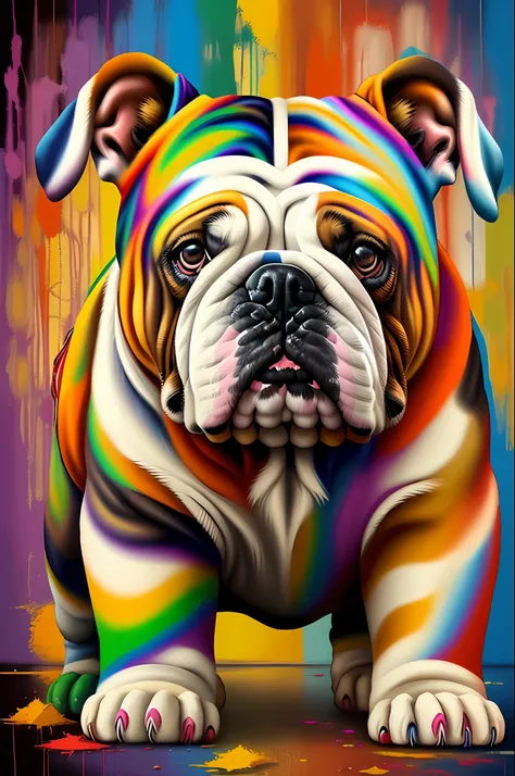 (English bulldog ),(happy), Eduardo Kobra padding ,multidimensional geometric PORTRAIT wall, art, chibi,
yang08k, beautiful, colorful,
masterpieces, top quality, best quality, official art, beautiful and aesthetic,