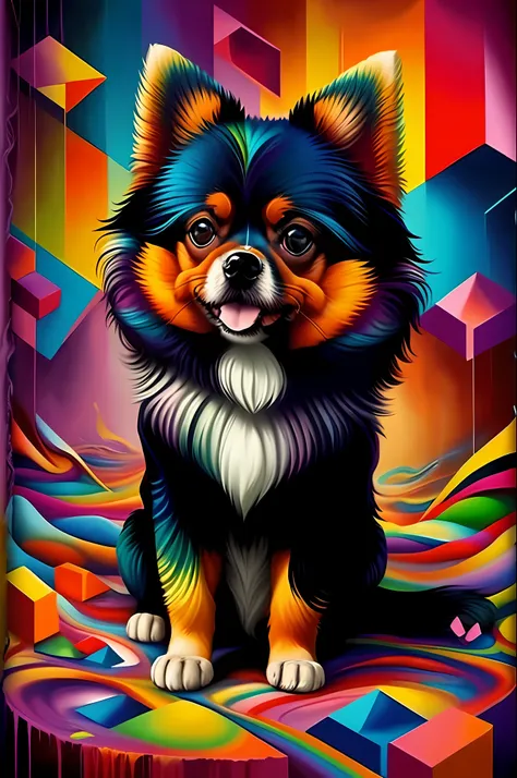 (pomeranian dog lulu),(happy)), eduardo kobra padding ,multidimensional geometric portrait wall, art, chibi,
yang08k, beautiful,...