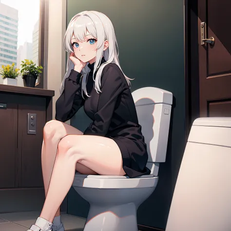 sitting on the toilet, thinker on the toilet.卡列尼娜