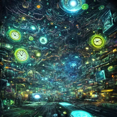 Shapes, grometrics Fractal, dark, psychedelic, full color, ultra futuristic, Absurdis, Realism, Surrealism, Lovecraft, Black Tech, Survival, Action, Adventure, Retro Punk, Atompunk, Clock Punk, Biopunk, Supernatural, Utopian, Dystopian, Thriller, ultra pun...