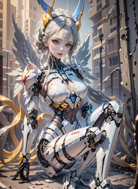 1 mechanical girl, beep combat angel, ((super realistic details)), portrait, global illumination, shadows, octane rendering, 8k, super sharp, metal, complex, ornamental detailed, cool colors, egyptian details, highly complex details, realistic light, CGsoc...
