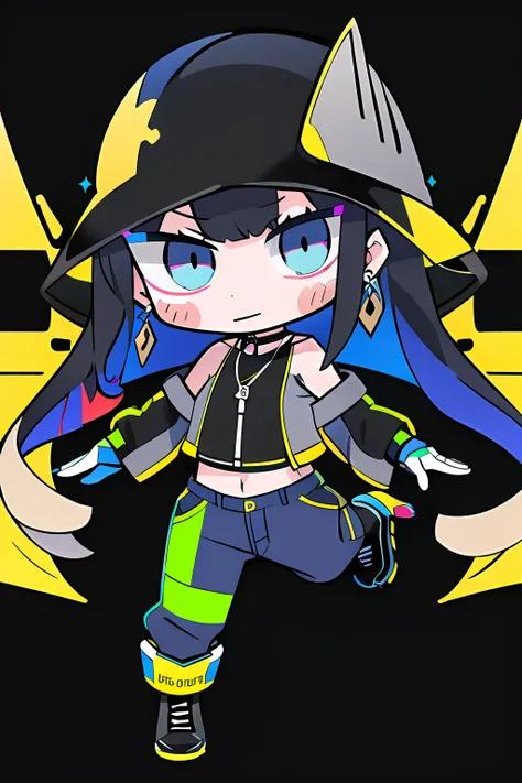 masterpiece, best quality, original_outfits,1girl,solo, long_hair, boots, pants, navel, crop_top, jacket, logo,gloves, floating_hair, earrings, off_shoulder, open_jacket, midriff, black_footwear, multicolored_hair, bare_shoulders, helmet_removed, open_clot...