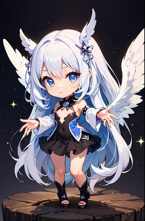 (chibi: 1.2), (masterpiece: 1.4), (best quality: 1.4), (very cute angel girl, super detailed face, jewel-like eyes, white very l...