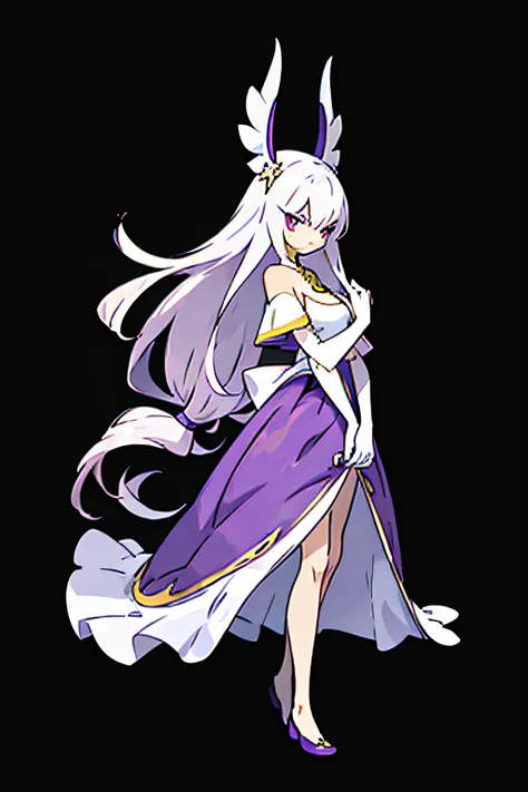 pokemon Mewtwo,ミュウツー,(anime style),(raw photo:1.2),official art,(extremely detailed CG:1.2), (masterpiece:1.2), (best quality:1.2),looking at viewer,(full body)
,(1girl),(white long hair),standing,(thai tradition dress:1.05),purple,light purple dress,dynam...
