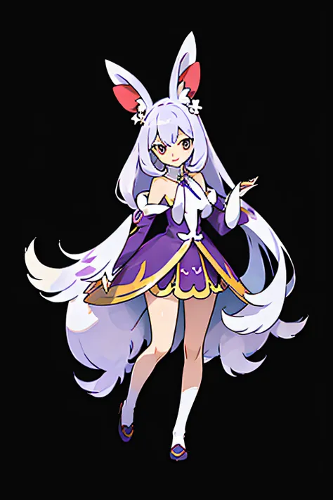 pokemon Mew,ミュウ,(anime style),(raw photo:1.2),official art,(extremely detailed CG:1.2), (masterpiece:1.2), (best quality:1.2),looking at viewer,(full body)
,(1girl),(white long hair),standing,(thai tradition dress:1.05),purple,light purple dress,dynamic po...