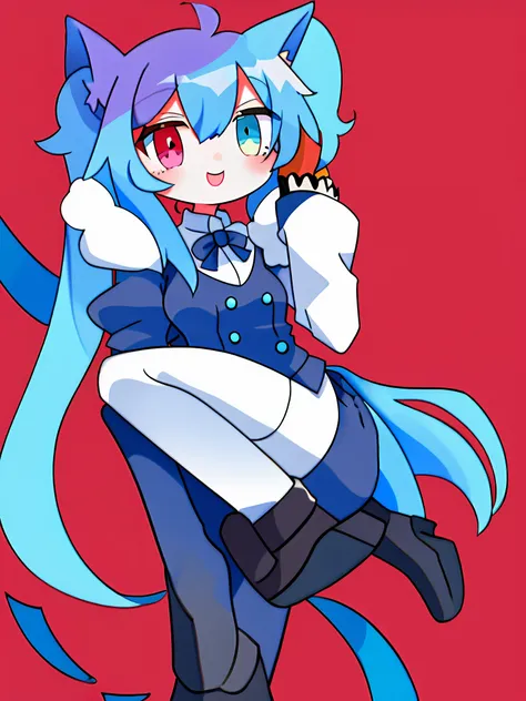 Ogasa, Colorful Eyes, Heterochromia, Juliet Sleeves, Pink Eyes, White Shirt, Blue Hair, Purple Vest, Blue Eyes, সাপোর্ট করলে সাপঋর্ট পাবেন ইনশাআল্লাহ 🥰❤️