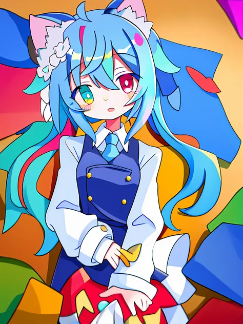 Ogasa, Colorful Eyes, Heterochromia, Juliet Sleeves, Pink Eyes, White Shirt, Blue Hair, Purple Vest, Blue Eyes, সাপোর্ট করলে সাপঋর্ট পাবেন ইনশাআল্লাহ 🥰❤️