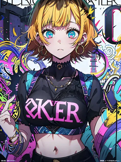 (((dramatic))), (((gritty))), (((intense)))) The movie poster features as the central character. She is shy in the center of the poster, wearing idol outfit, and a determined expression on her face. The background is dark and gritty, with a feeling of drun...