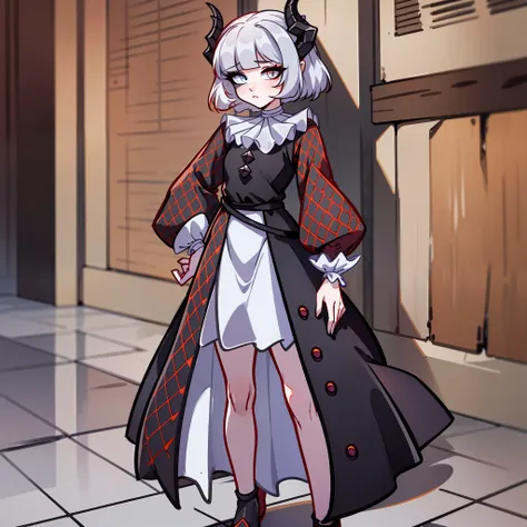 (Best quality: 1.0), (super high res: 1.0), extremely detailed character, detailed Hands, half-dragon girl, horns, scales on the neck, scales on the shoulders, scales on the forearm, scales on the cheek, girl with dragon tail, dragon tail, extremely detail...