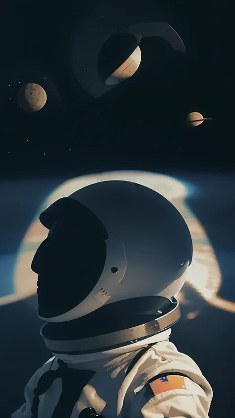 astronaut in space suit, galaxy reflected in helmet, space photo, looking out into space, space photography, portrait of an ai a...