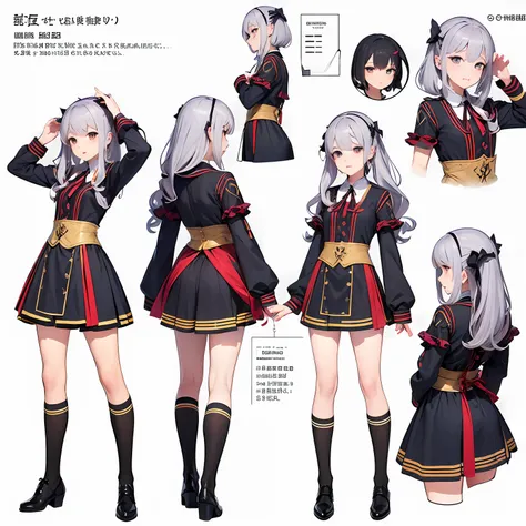 ((masterpiece)),(((best quality))),(character design sheet, same character, front, side, back), illustration, 1 girl, hair color...