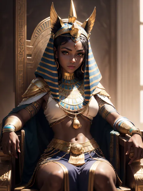 (extremely detailed wallpaper of the cg 8k unit), egyptian woman, ultra detailed, perfect face, short dark hair, in an egyptian ...