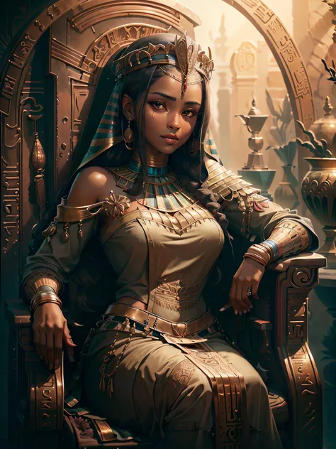 (extremely detailed wallpaper of the cg 8k unit), egyptian woman, ultra detailed, perfect face, curly dark hair, in the setting ...