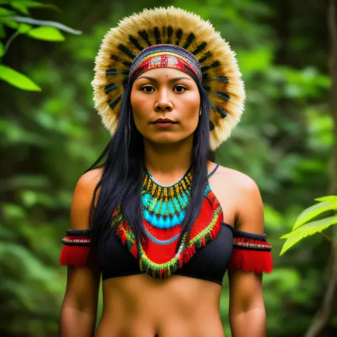 brazilian indigenous woman, portrait, amazon, 90s footage, vcr, vhs, tv news report, daylight, video quality, washed footage, found footage, useful camera,, techno party, psy trance, psychedelic, aya huasca, guerrilla, jungle, betamax, dslr, soft lighting,...