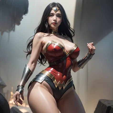 Middle East girl, glgadot, gal gadot, big breast, big boobs, round boobs, gigantic boobs, busty, voluptuous body, long legs, best body proportion, show cleavage, major cleavage, show major cleavage, show legs, show major legs, show full legs, cosplay wonde...