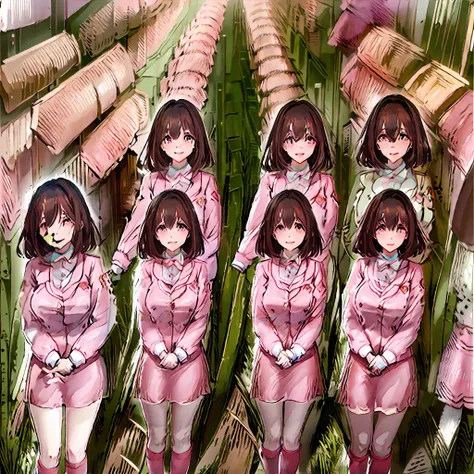 perfect anime illustration, multiple girls, thousands of girls, millions of girls, clones, identical sisters, neat rows of siste...