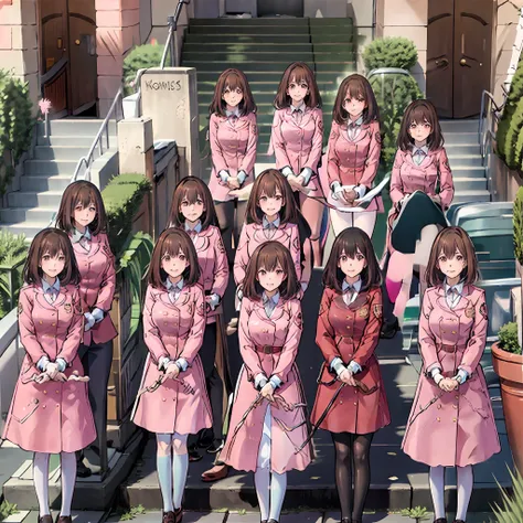 perfect anime illustration, multiple girls, thousands of girls, millions of girls, clones, identical sisters, neat rows of siste...